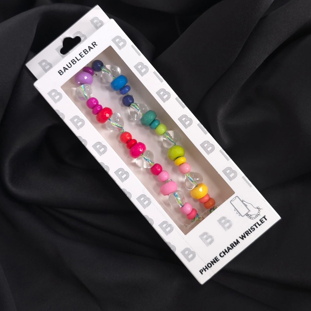 BAUBLEBAR New Phone Charm Wristlet Beaded Rainbow Colorful Strap Lanyard